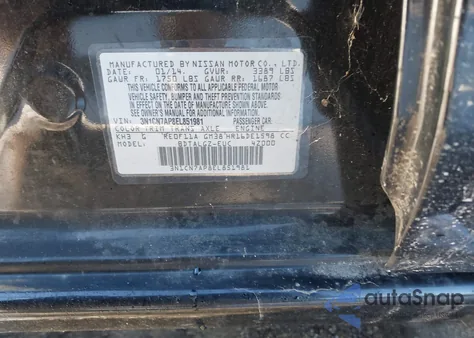 2014 Nissan Versa 1.6 Sl из США, поврежденный, VIN 3N1CN7AP8EL851981